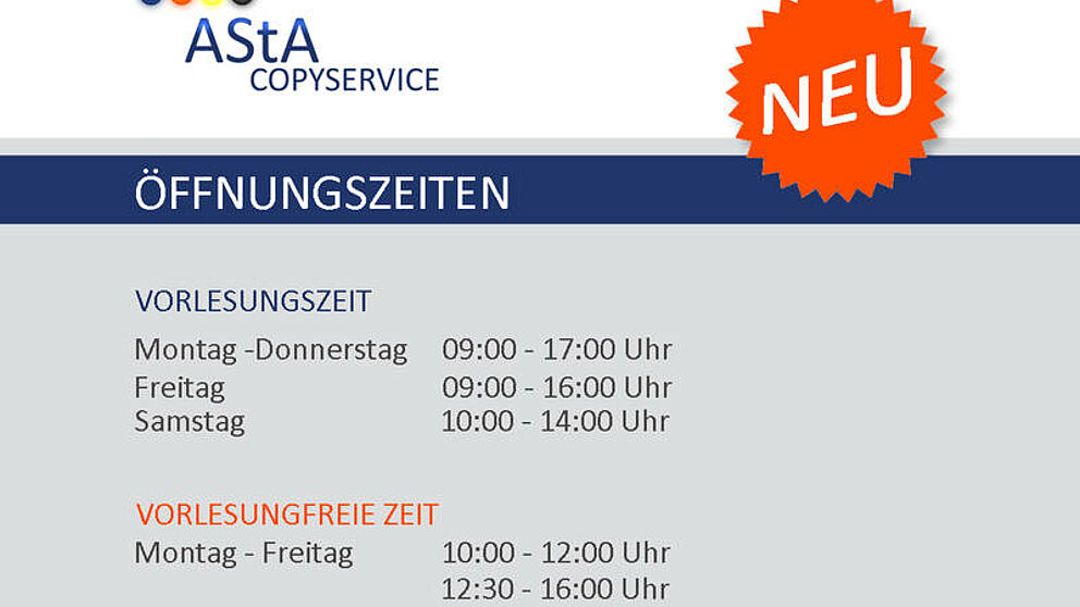 Abbildung: Hinweis auf die erweiterten Öffnungszeiten