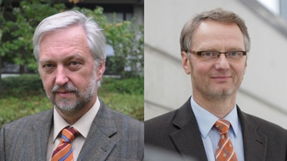 Fotos (Universität Paderborn): Prof. Dr. Wilhelm Schäfer (l.), Sprecher der International Graduate School Dynamic Intelligent Systems und Vizepräsident für Forschung und wissenschaftlichen Nachwuchs der Universität Paderborn, und Prof. Dr. Eckhard St