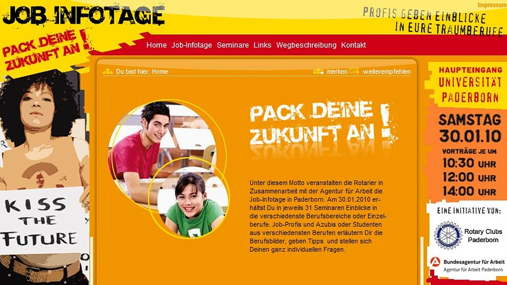 Abbildung: Website zu den Job-Infotagen