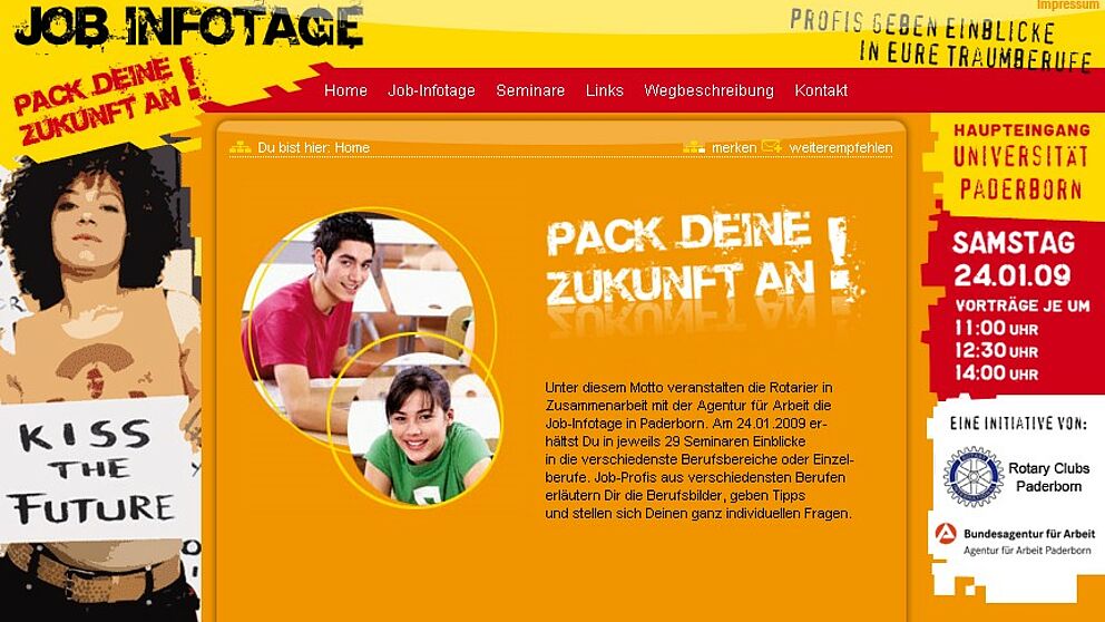 Abbildung: Website zu den Job-Infotagen
