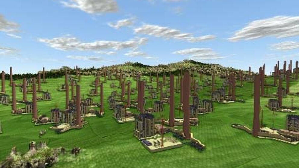 Dreidimensionale Landschaftsszene aus 3D-CAD-Daten