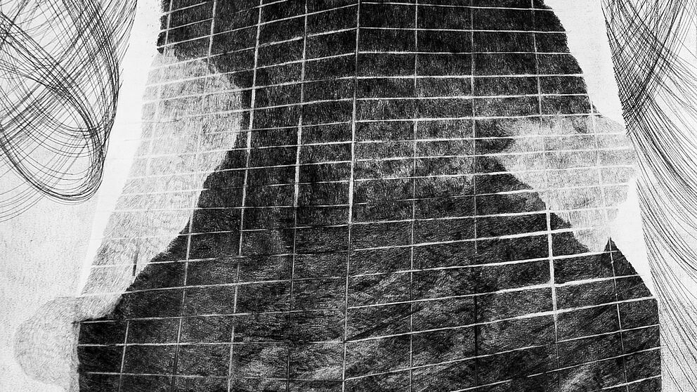 Eulen.zischen, 2013, Bleistift auf Papier, 140 x 75 cm