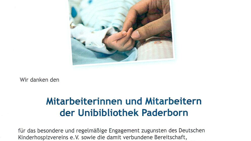 Abbildung: Urkunde vom Deutschen Kinderhospizverein