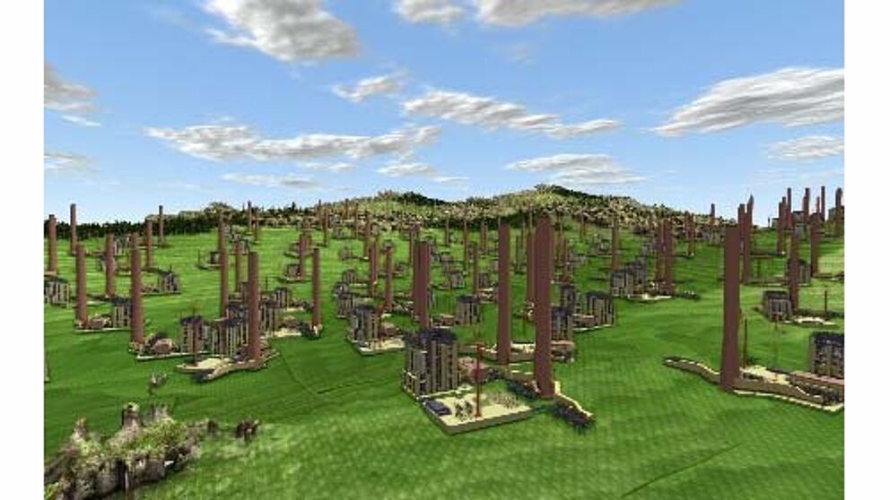 Dreidimensionale Landschaftsszene aus 3D-CAD-Daten
